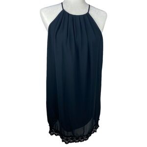 Monteau black sheath sleeveless dress w lace bottom S small mini stitch fix
